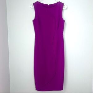 Halogen Dress Size 4 Pink Fuchsia Knee Sheath Crepe Career Office Church Piping